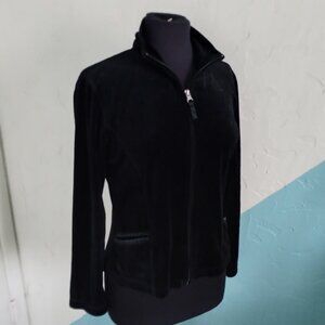 Hanes 90's Velvet Black Zip-up Sweater